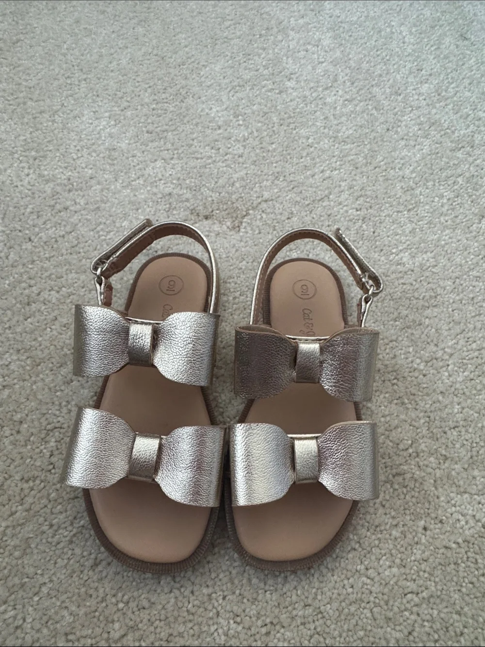 Cat & Jack Metallic Rose Gold Bow Sandals
